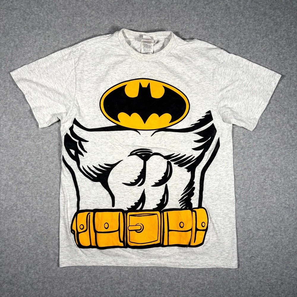 DC Comics Muscle Costume T Shirt Mens Medium Heather Gray Batman Graphic Cotton